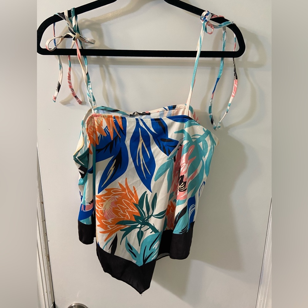Zara Multicolored Silky Scarf top
